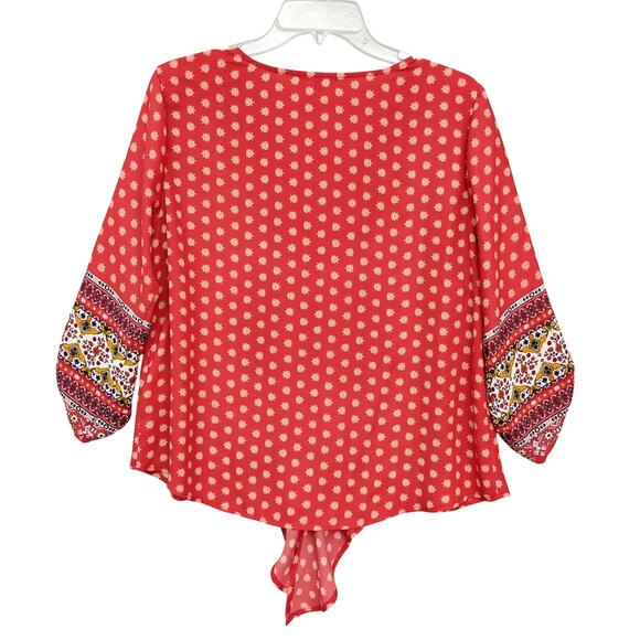 West Kei Talina Boho Top Size Small Moroccan Print Ties at the Waist - Picture 8 of 8